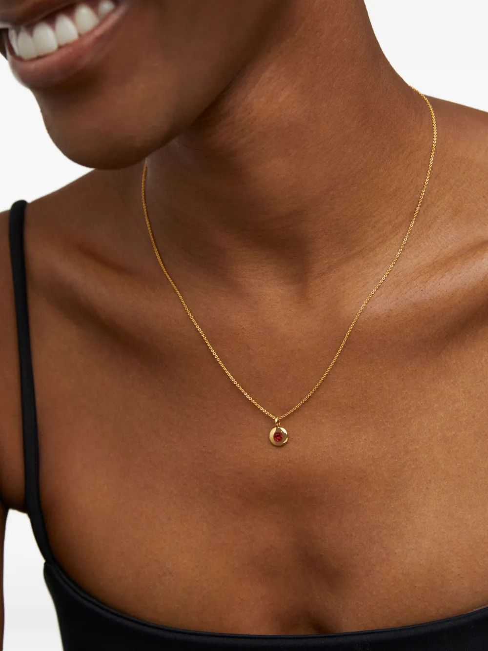 Monica Vinader crystal-embellishment round-pendant necklaces - Goud
