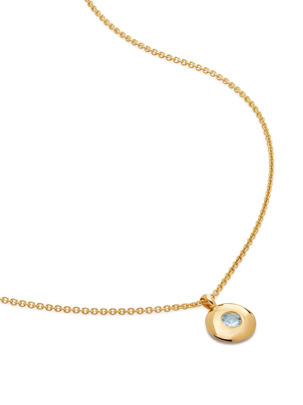 Monica Vinader Collana Birthstone in oro vermeil riciclato 18kt con pendente acquamarina