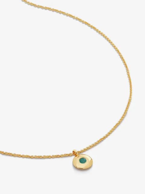 Monica Vinader 18kt recycled gold vermeil Birthstone emerald pendant necklace