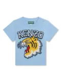 Kenzo Kids tiger-print cotton T-shirt - Blue