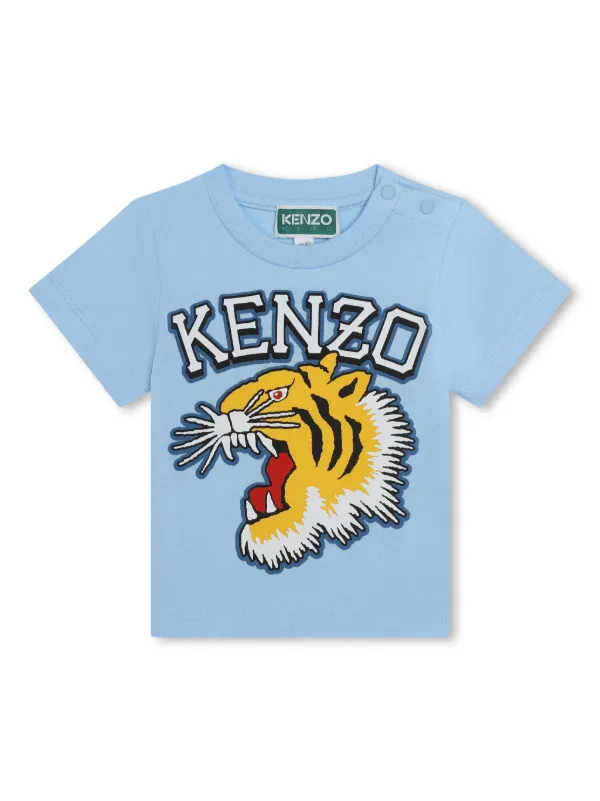 Kenzo Kids tiger print cotton T shirt kids Cotton 6 mths Blue