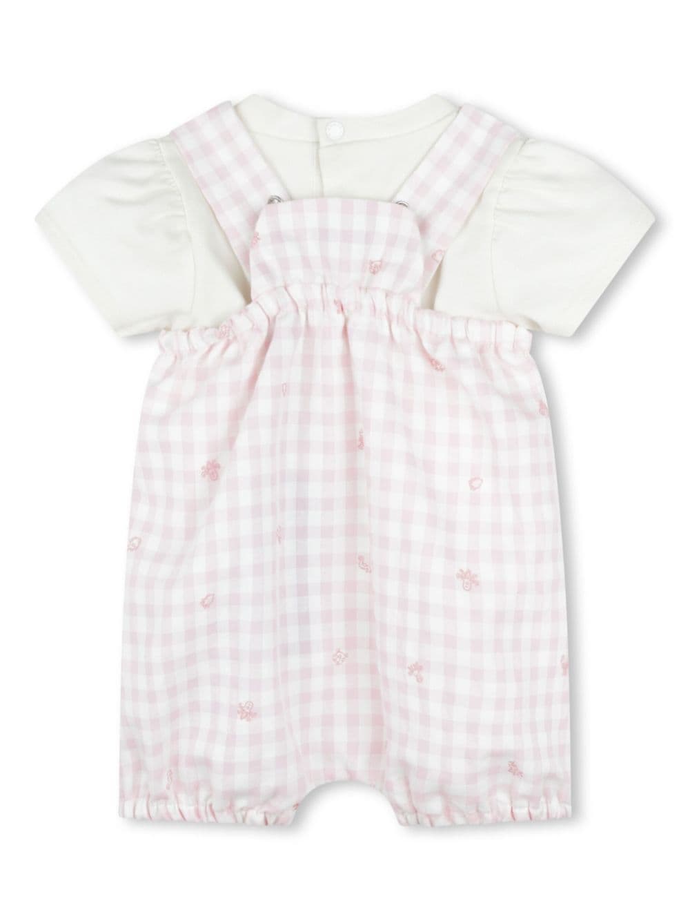 Shop Kenzo Check-pattern Cotton Babygrow Set In Neutrals