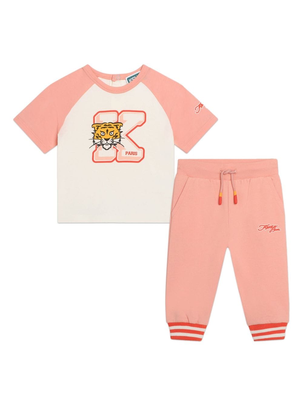 Kenzo Babies' Logo-print Two-tone Tracksuit Set In Neutrals