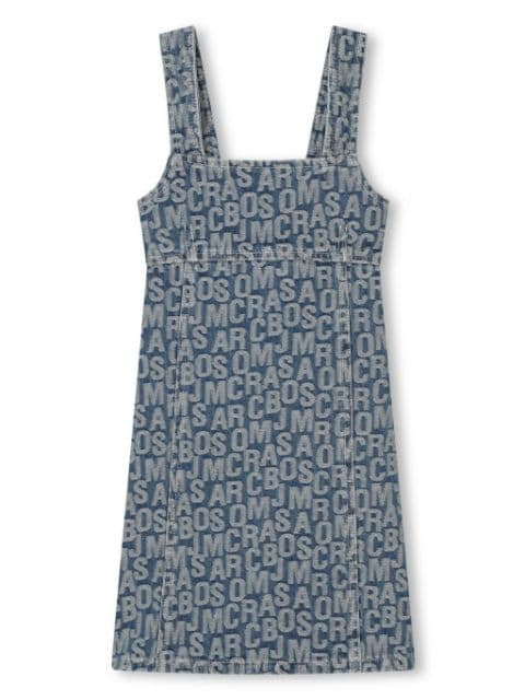 logo-print cotton denim dress