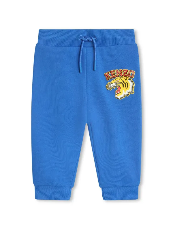 Kenzo Kids logo print Cotton Tracksuit Bottoms Blue FARFETCH AE