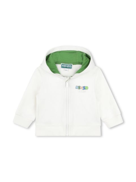 Kenzo Kids logo-print hooded fleece cardigan