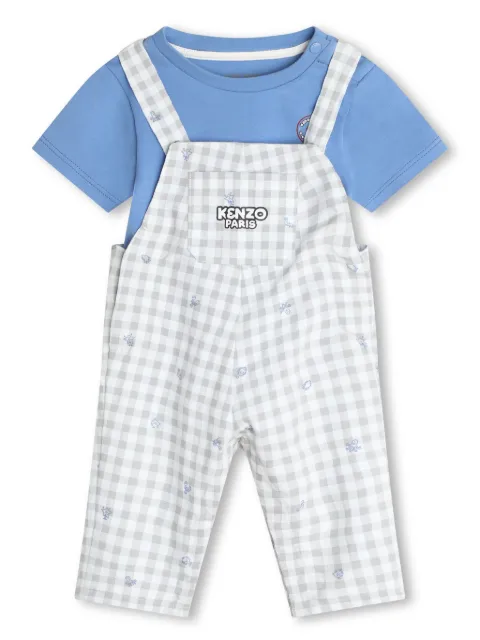 Kenzo Kids checked cotton dungarees set