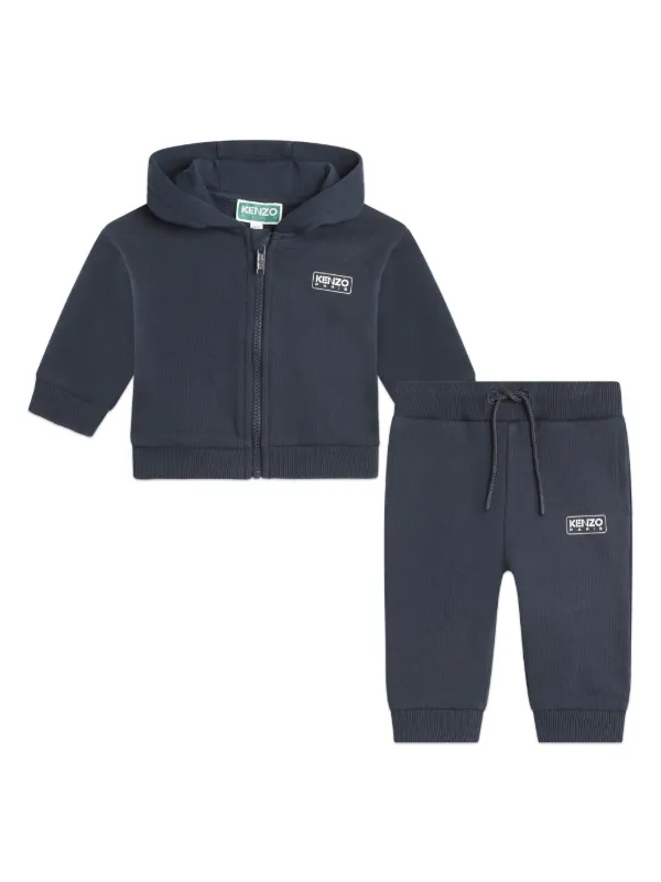 Kenzo Kids logo print Cotton Tracksuit Blue FARFETCH CA