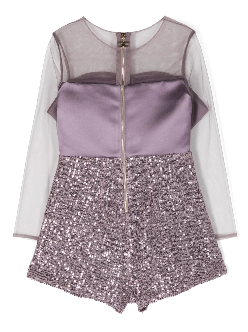 Elisabetta Franchi La Mia Bambina bow-detail panelled jumpsuit - Paars
