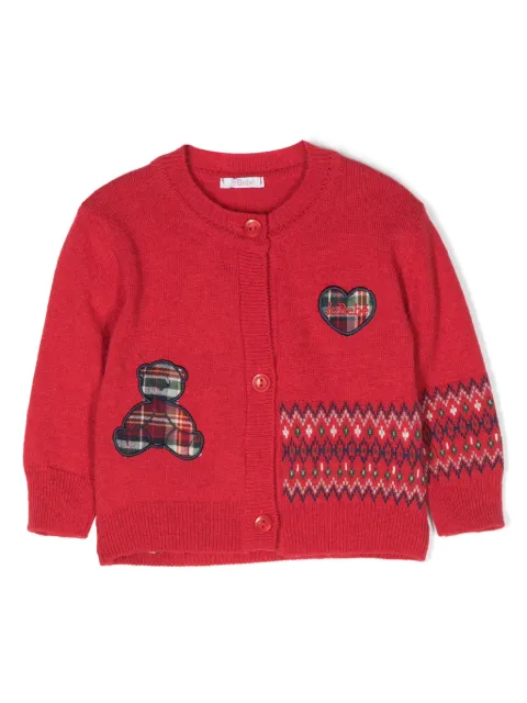 Le Bebé Enfant cárdigan tejido en intarsia con parche del logo