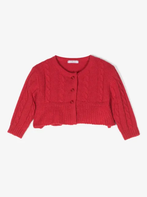 Le Bebé Enfant Cropped-Cardigan mit Zopfmuster