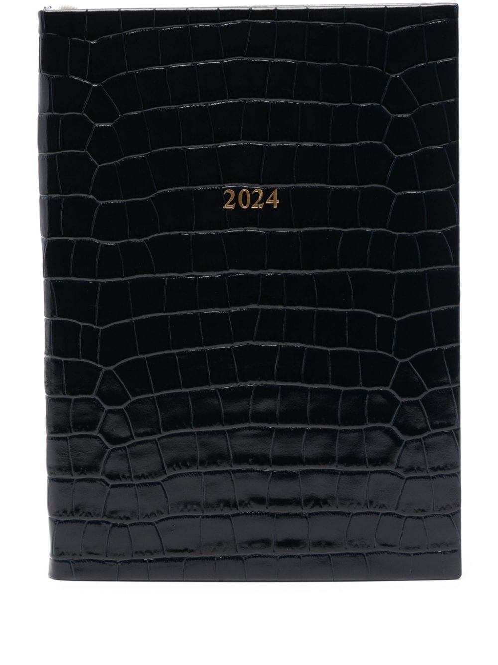 Aspinal Of London 2024 A5-sized Crocodile-effect Diary In Blue