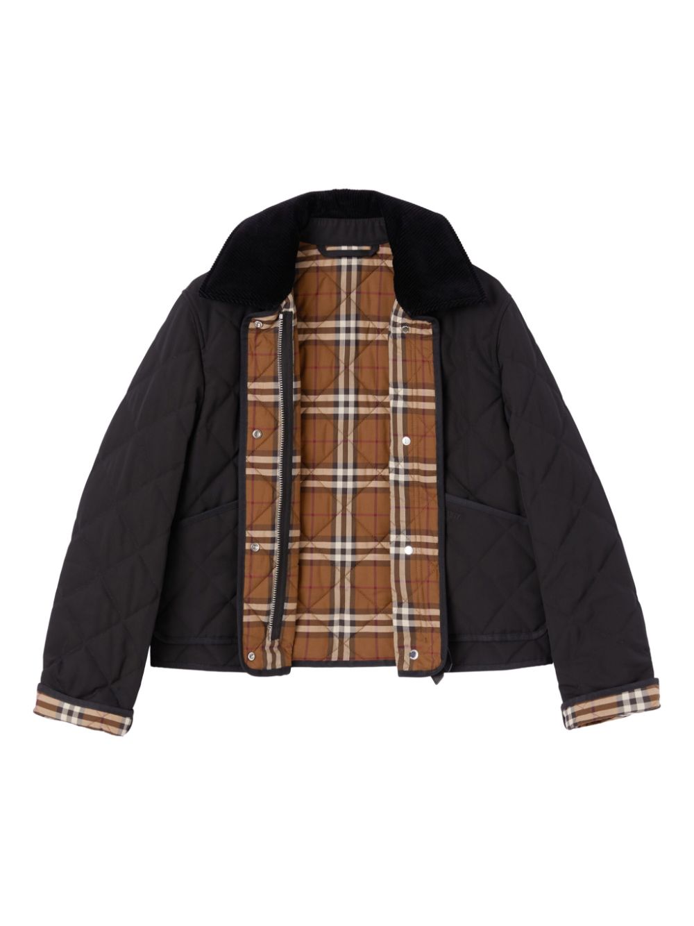 Shop Burberry Straight-point Collar Quilted Jacket In Black