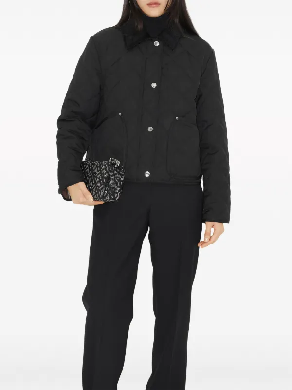 Burberry straight-point Collar Quilted Jacket | Black | FARFETCH
