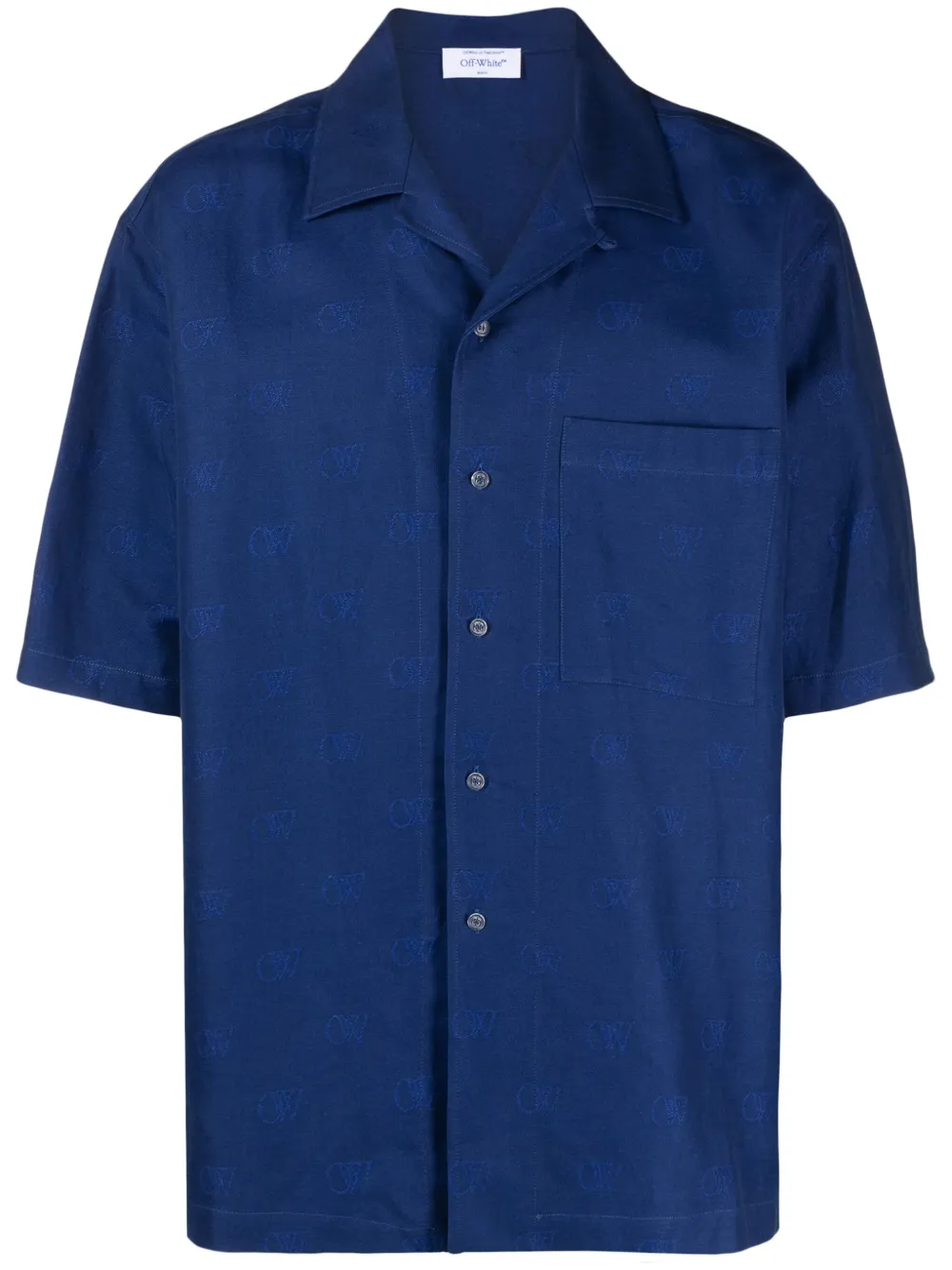 Off-White Overhemd met korte mouwen en logoprint Blauw