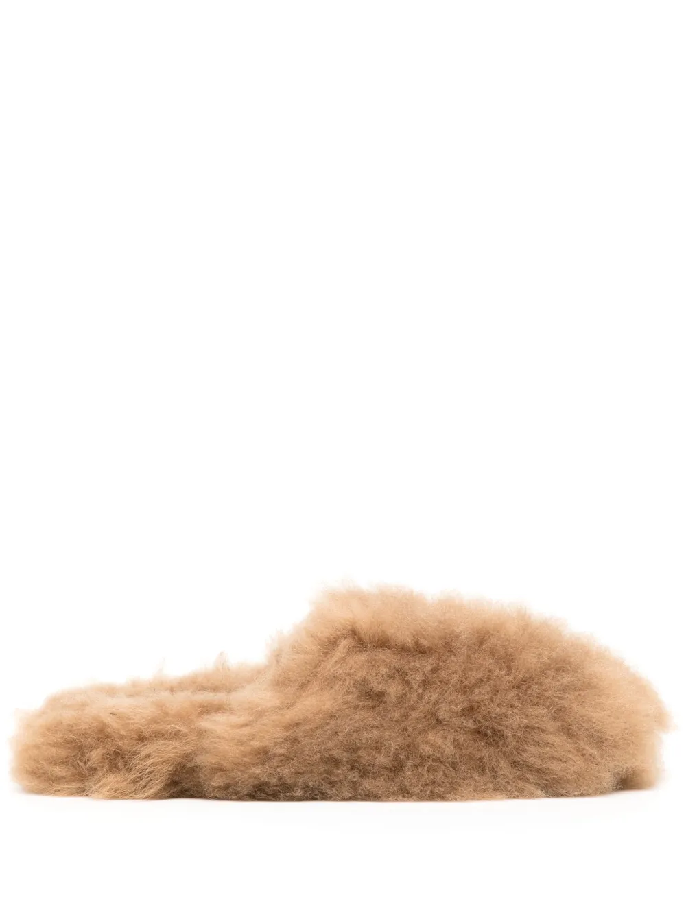 Yves Salomon Round-toe Wool Mules In Brown