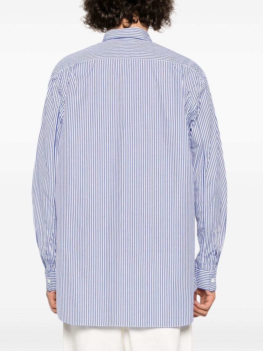 Shop Comme Des Garçons Play X Invader Pixel-patch Striped Cotton Shirt In White