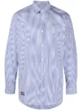 Comme Des Garçons Play x Invader Pixel-patch striped cotton shirt - White
