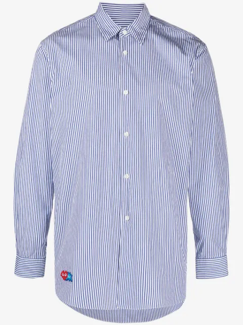 Comme Des Garçons Play x Invader Pixel-patch striped cotton shirt