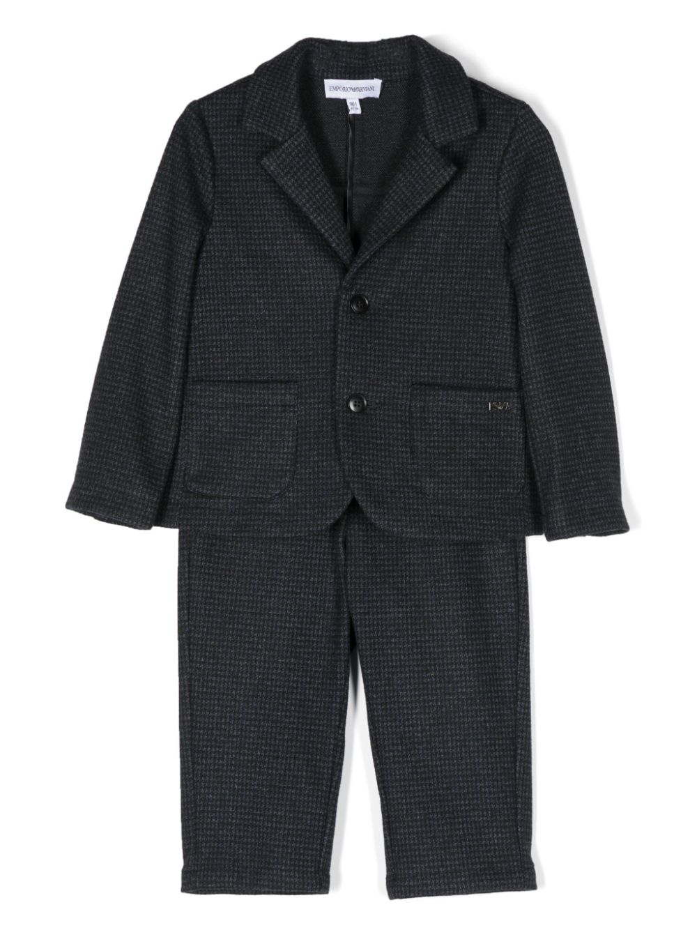 Emporio Armani Babies' Houndstooth-pattern Trouser Set In Blue