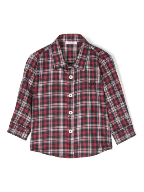 Le Bebé Enfant camisa con motivo de cuadros y logo bordado