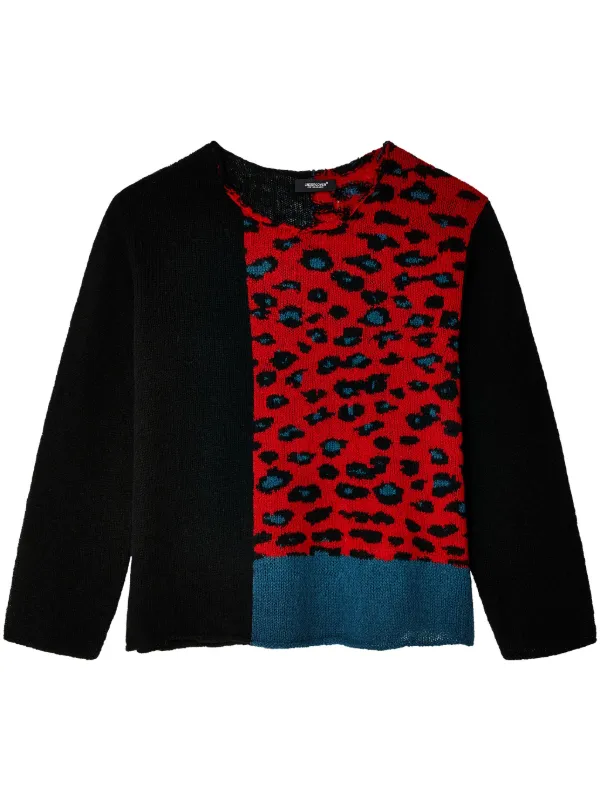 Knitted Jumper Mens Cheetah Print Sweater Knitted Cardigan Leopard
