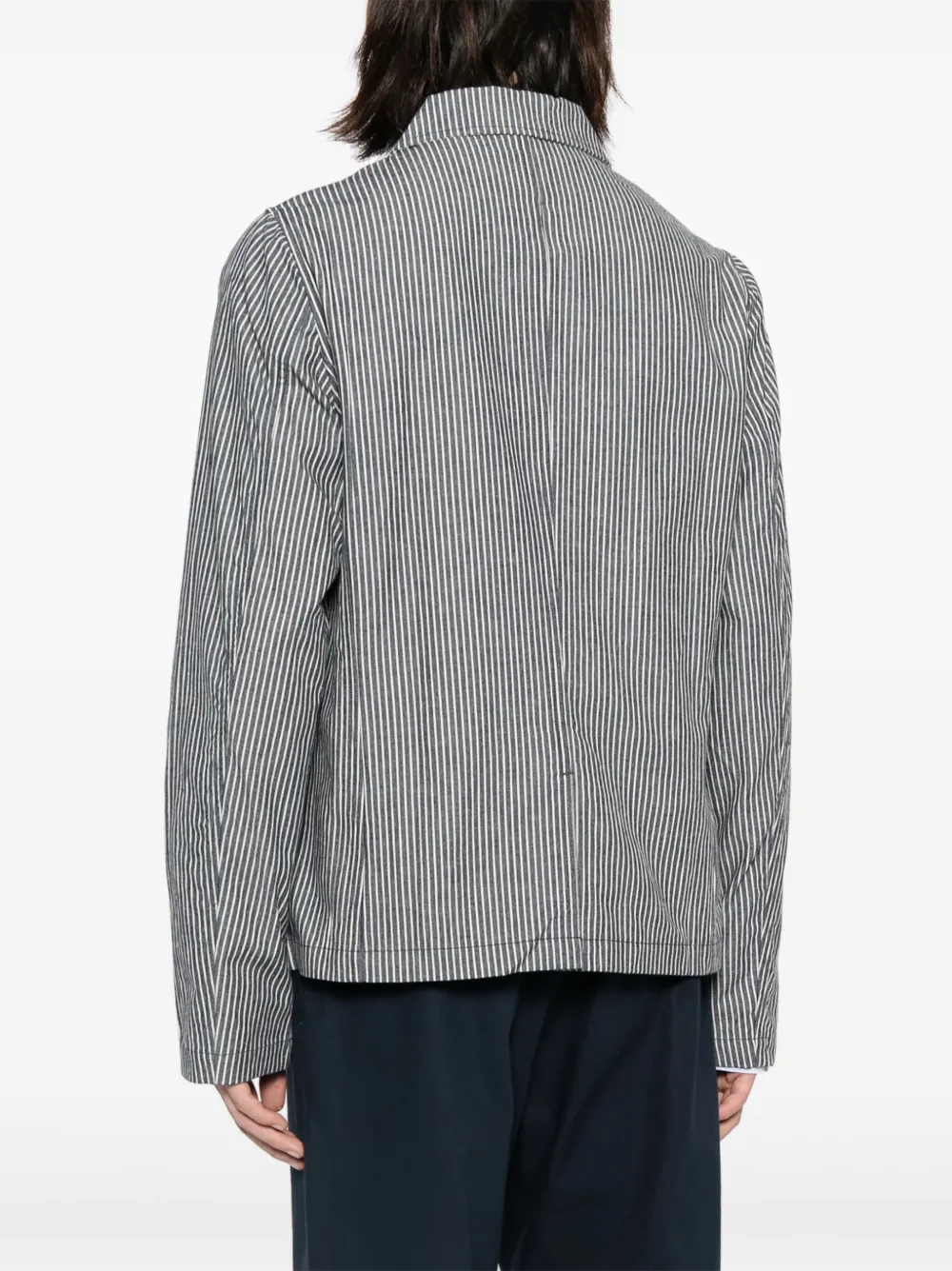 Shop Private Stock The Musashi Striped Shirt Jacket In Blue