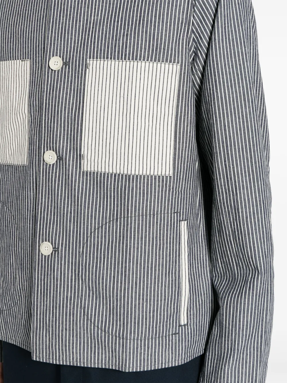 Shop Private Stock The Musashi Striped Shirt Jacket In Blue