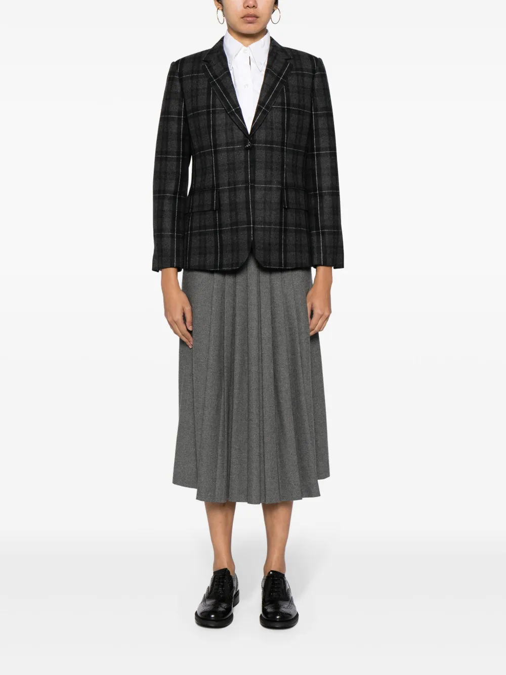 Thom Browne checked single-breasted blazer - Grijs