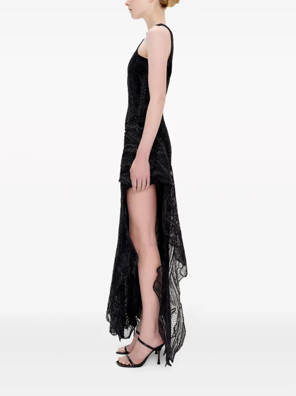 One shoulder on sale black lace dress