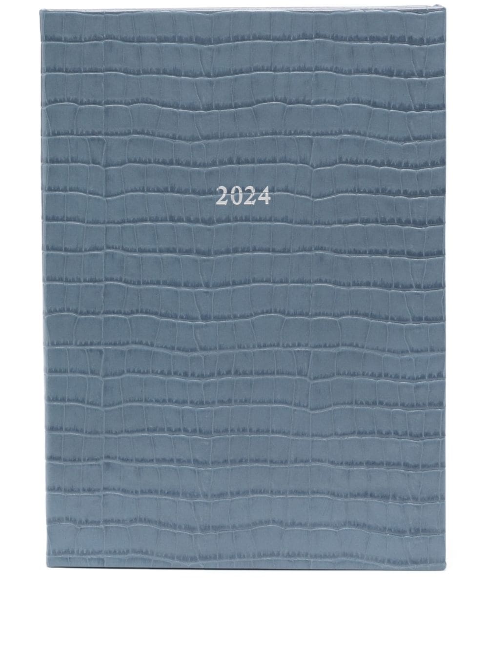 Aspinal Of London 2024 A5 Embossed-crocodile Diary In Blue
