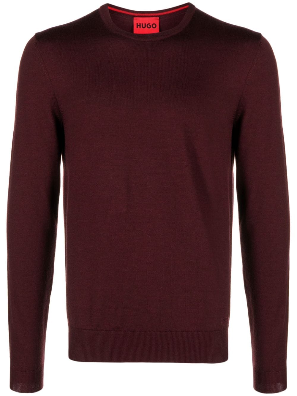 Hugo Boss Logo-embroidered Fine-knit Jumper In Red