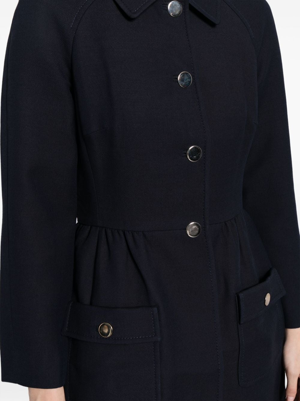 Pre-owned Valentino 2010s Single-breasted Pea Coat In Blue