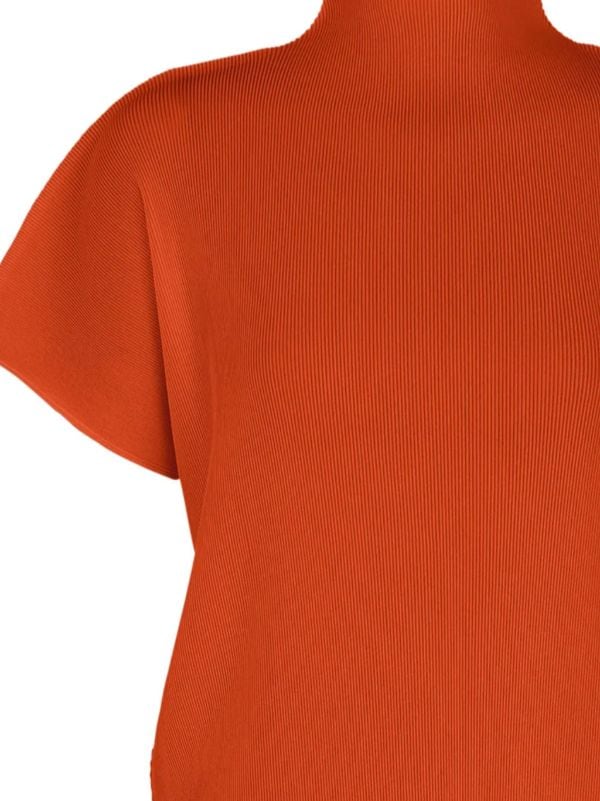 Pleats Please Issey Miyake - High-Neck Technical-pleated Top - Womens - Orange