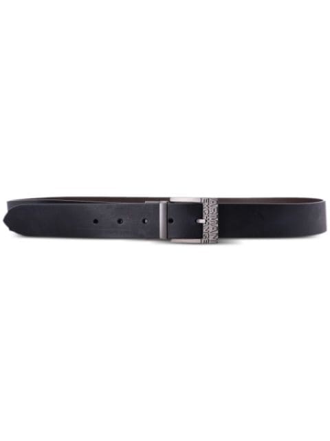 Armani Exchange logo-engraved buckle leather belt