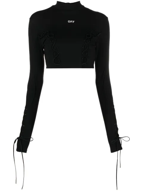 Off-White lace-up logo crop top