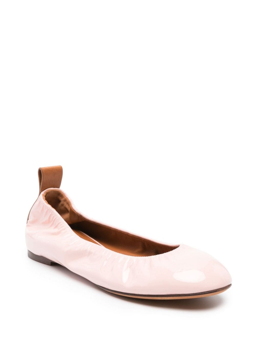 Shop Lanvin Ballerina Patent-leather Shoes In Pink