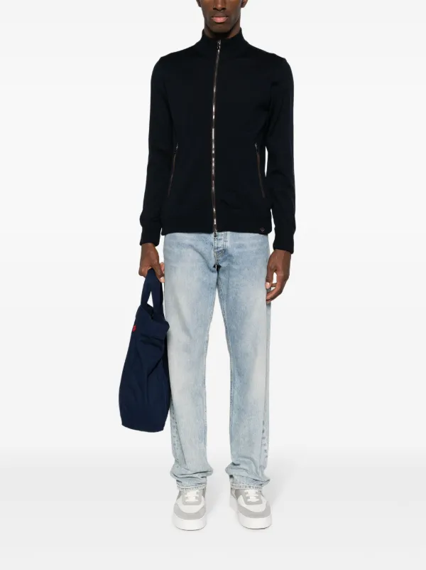 Cardigan Uomo Maglia Grossa A Coste – Collo Alto, Patch Pelle, Comodo E Caldo