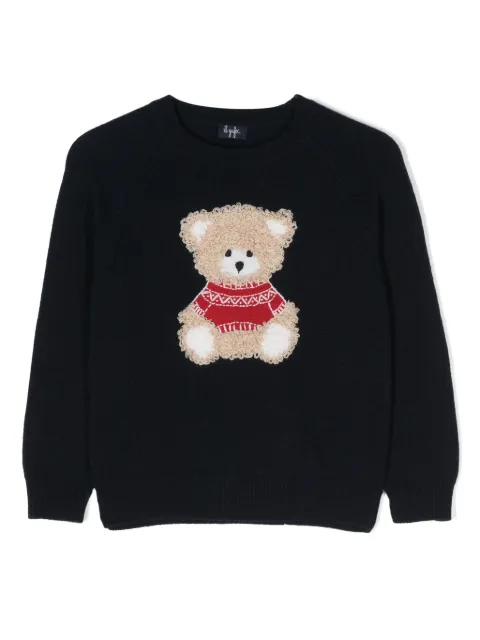 Il Gufo bear-motif virgin wool jumper