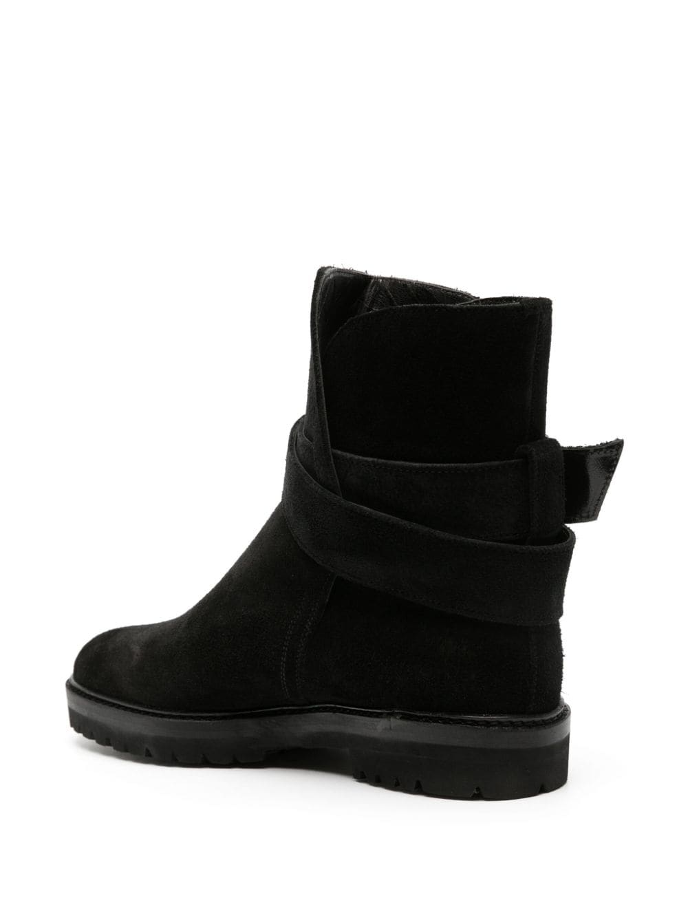 Shop Manolo Blahnik Buckle-detail Suede Ankle Boots In Black