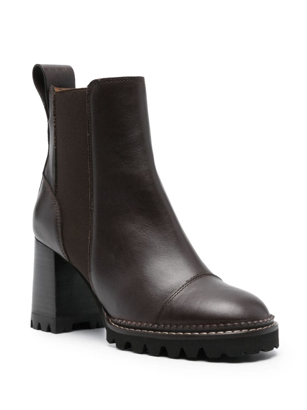 Shop See By Chloé Mallory 95mm Leather Ankle Boots In Brown