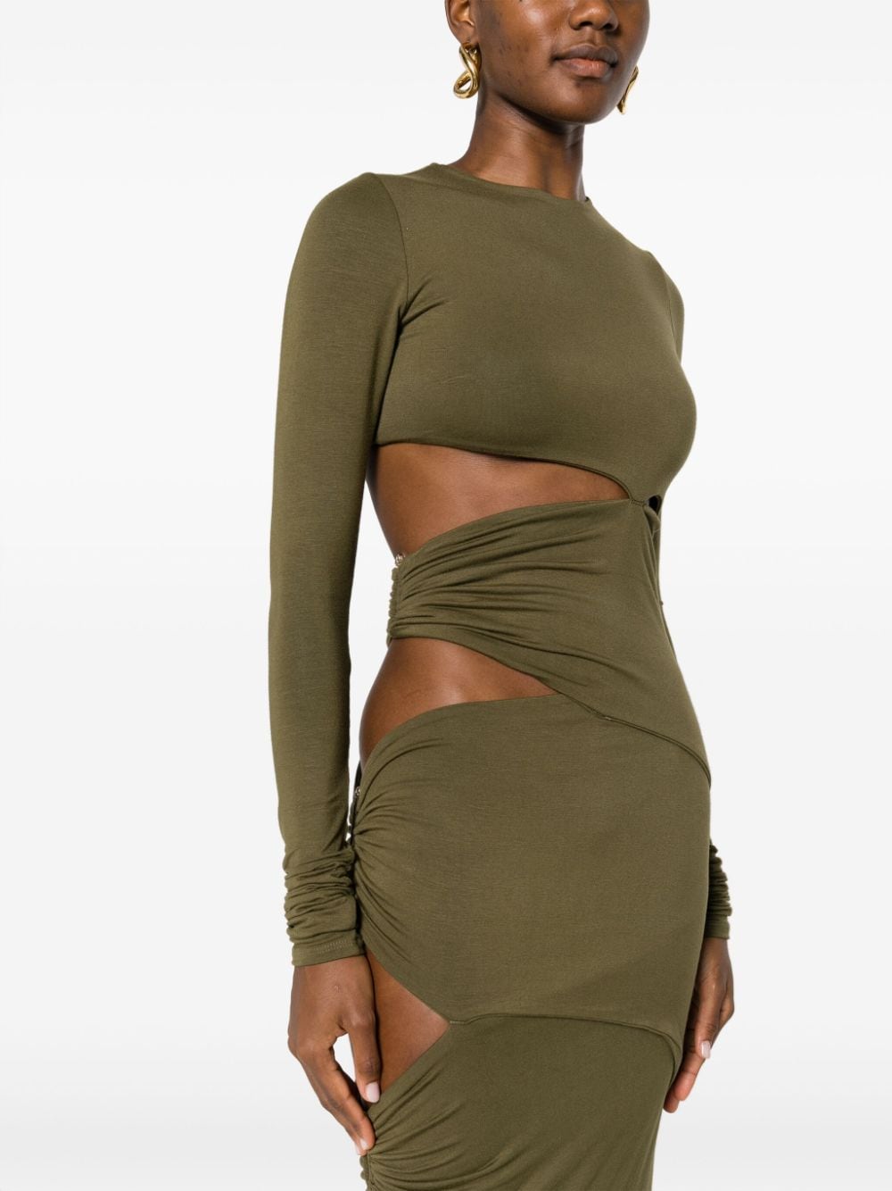 Shop Concepto Asymmetric Cut-out Maxi Dress In Green