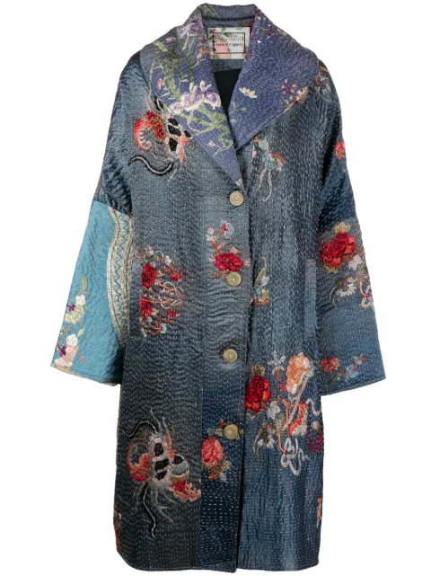 By Walid embroidered single-breasted silk coat