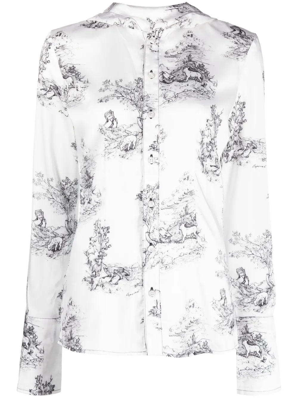 COPERNI GRAPHIC-PRINT HOODED BLOUSE