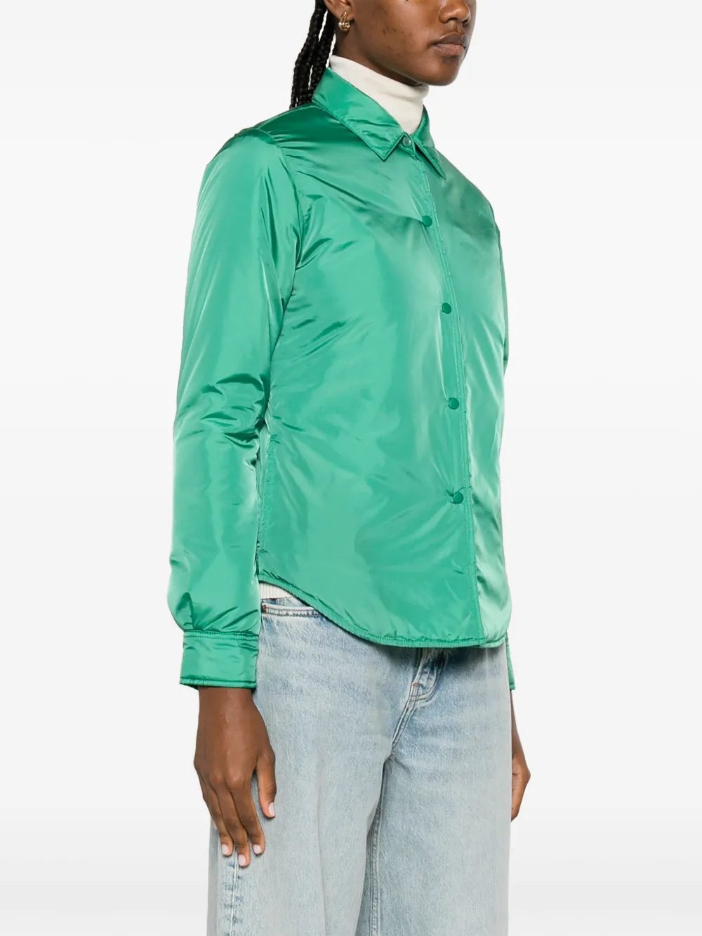 Shop Aspesi Insulated Long-sleeve Padded Shirt In Green