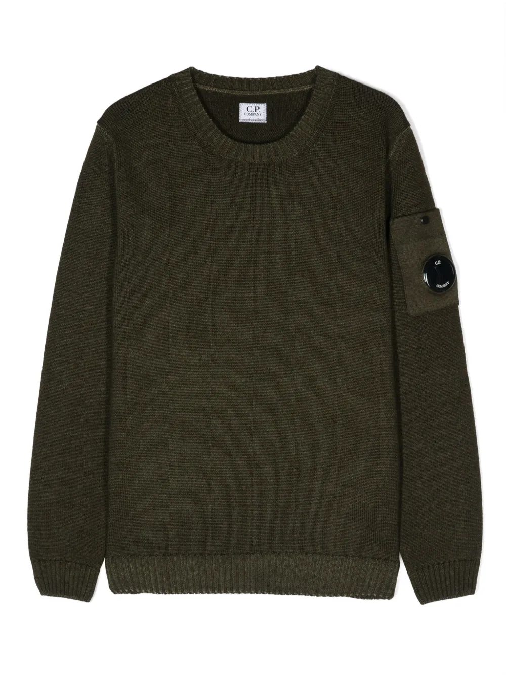 C.p. Company Kids' Lens-detail Wool Jumper In Green