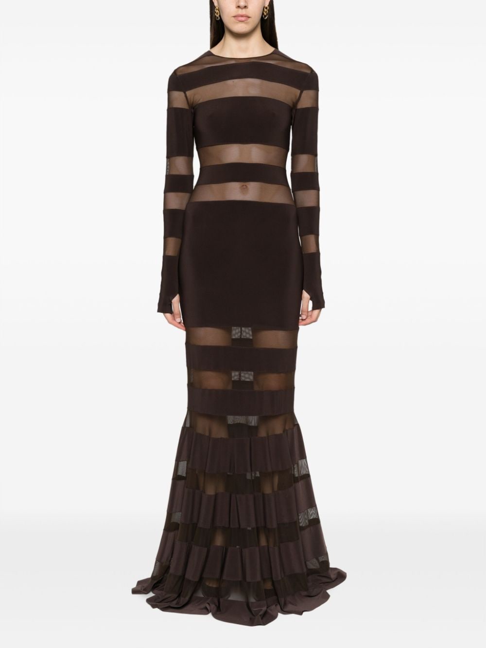 Norma Kamali striped fishtail gown - Bruin