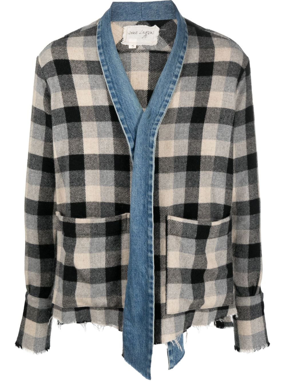 Greg Lauren - panelled plaid shirt jacket
