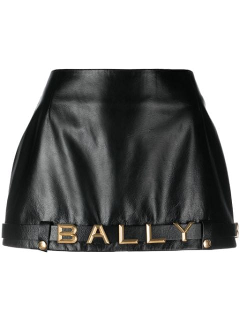 Bally logo-lettering leather miniskirt