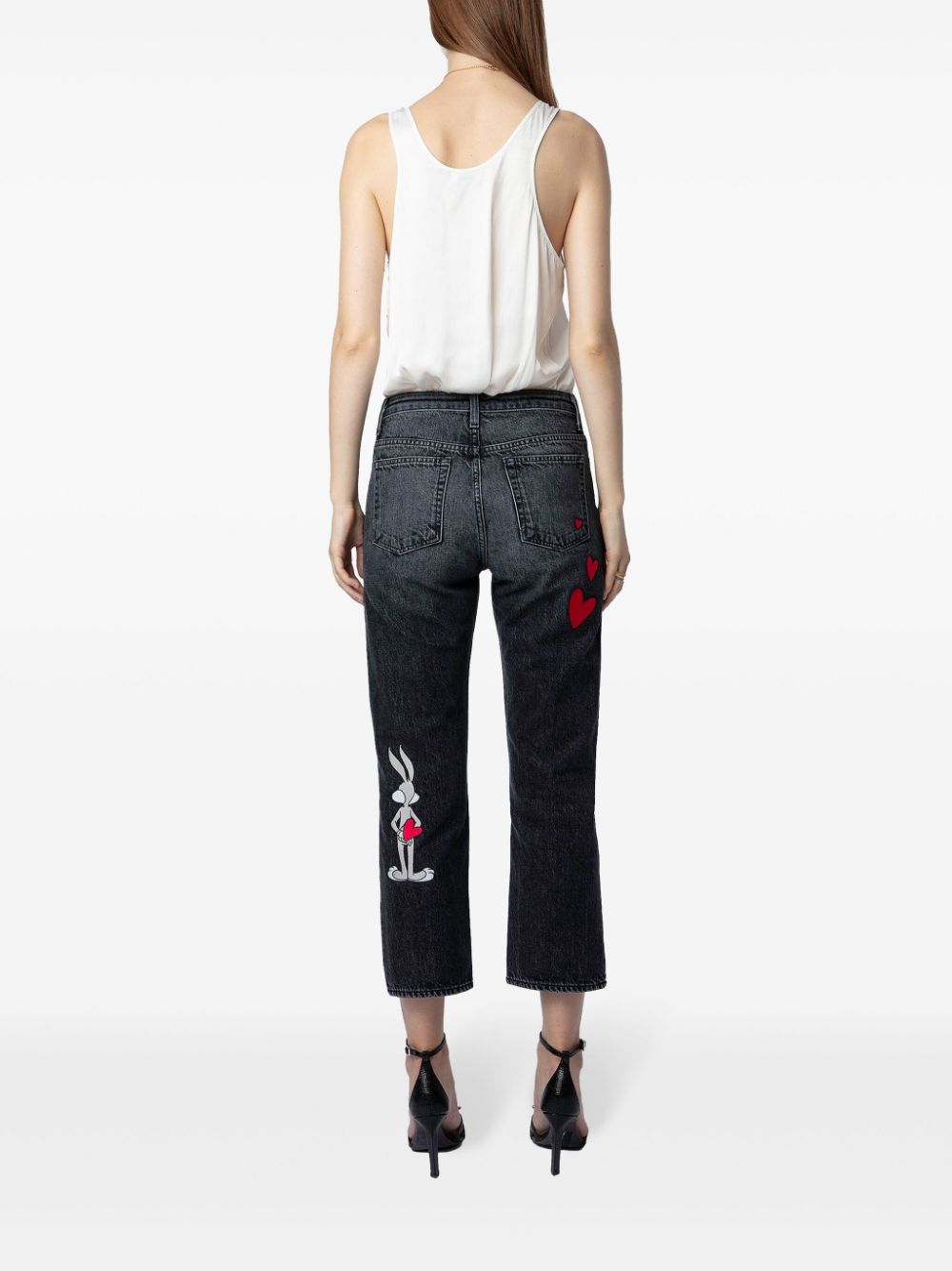 Shop Zadig & Voltaire The Patti Outline Cropped Jeans In Black